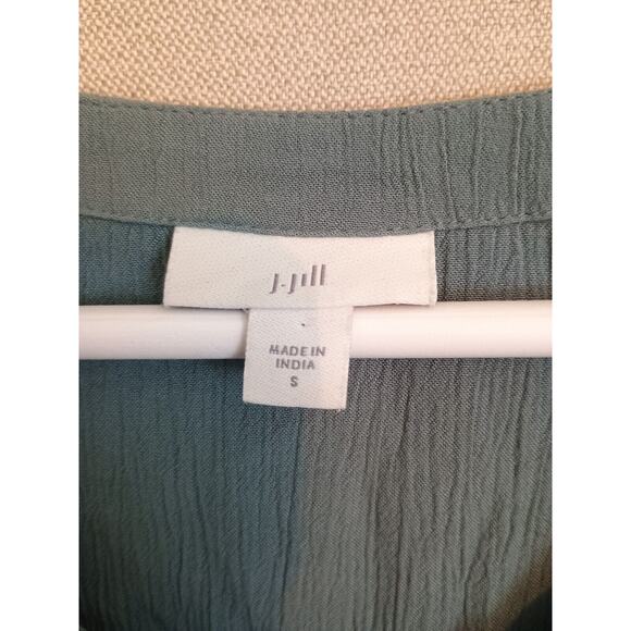 J Jill Shirt Womens Small Blue Spruce Embroidered Pintuck Button Boho Blouse - Picture 3 of 12